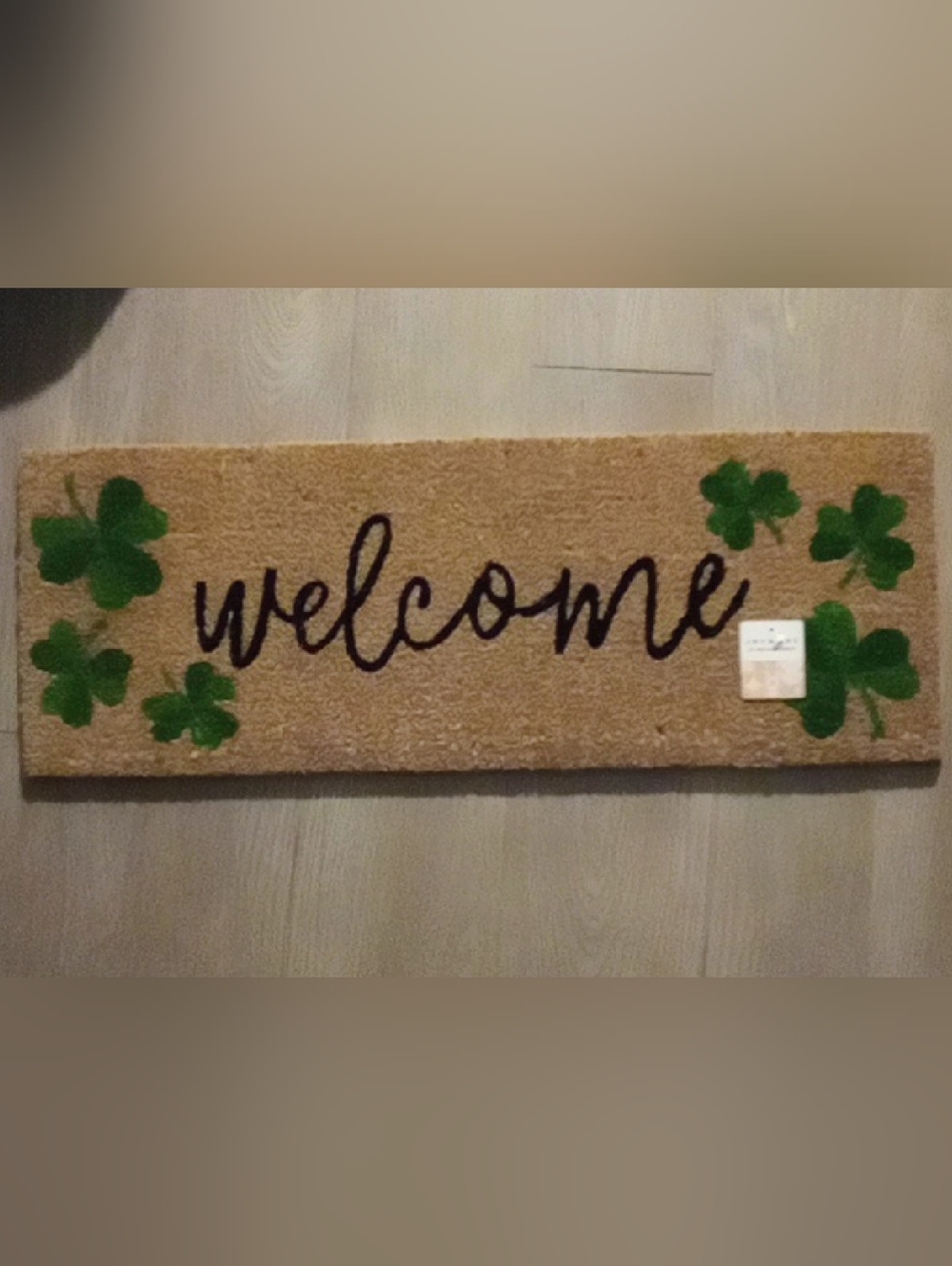 Welcome Coir Doormat with Green Shamrocks BY Joyward NEW!!!